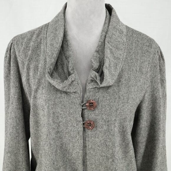 Charlotte Tarantola Jacket Womens XL Gray Wool Blend Lined Swing Trapeze Pleat - Picture 7 of 13